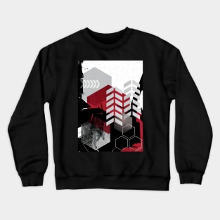 Red and Black Abstract Geo Crewneck Sweatshirt